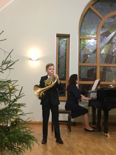 Ernests Rūdolfs Rijnieks (mežrags, 1.klase), pedagogs Arturs Kloppe 14.12.2018.