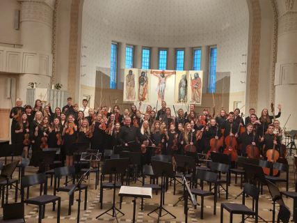 Madonas - Jēkabpils apvienotais orķestris.
Tartu, St. Paulu baznīcā, 18.04.2024.