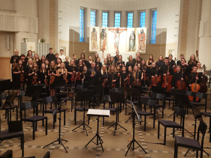 Madonas - Jēkabpils apvienotais orķestris.
Tartu, St. Paulu baznīcā, 18.04.2024.