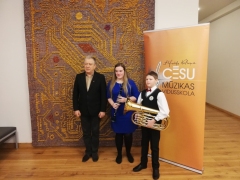 16.01.2019. Pūšamo instrumentu valsts konkursa II kārta Cēsīs - Ernests Jonāns, Krista Saulone un pedagogs Uldis Deigelis