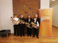 16.01.2019. Pūšamo instrumentu valsts konkursa II kārta Cēsīs - Andrejs Pirogs Everts Smudzis, Jāzeps Mālnieks, Ernests Jonāns un pedagogi Arturs Kloppe un Uldis Deigelis